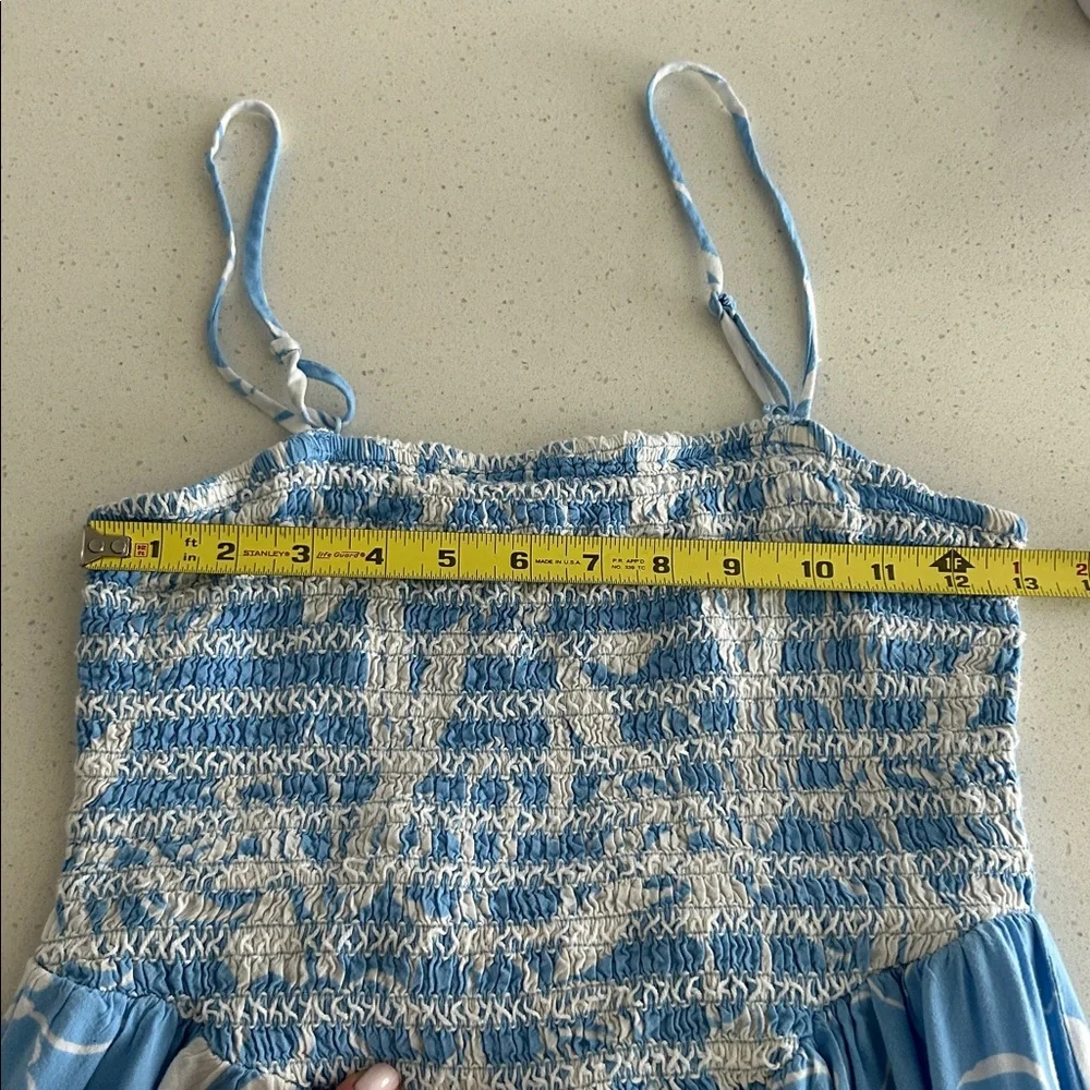 Patrons of Peace Blue & White Floral Smocked Midi Dress Spaghetti Strap Size L - Picture 13 of 13